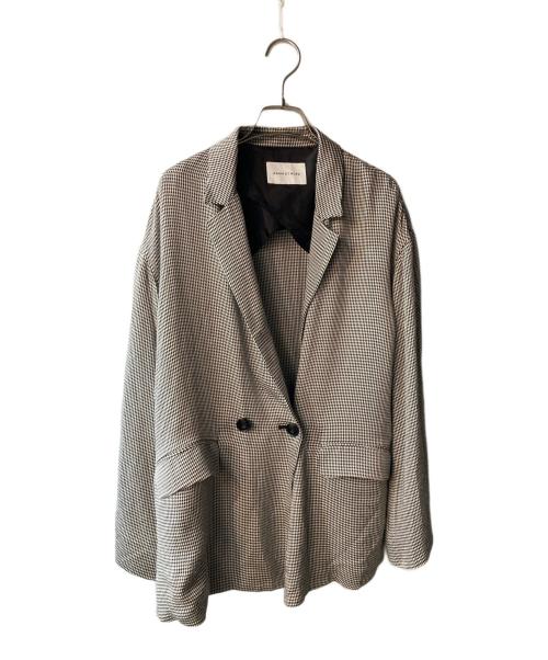 Adam et Rope（アダム エ ロペ）Adam et Rope (アダム エ ロペ) ヴィスコースチェックセットアップジャケット ブラック×ホワイト サイズ:freeの古着・服飾アイテム