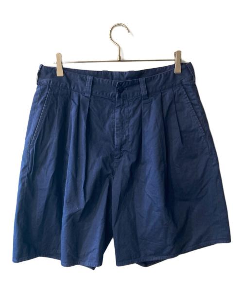 BLUE WORK（ブルーワーク）BLUE WORK (ブルーワーク) ブロークンツイル3プリーツデザインショーツ ネイビー サイズ:Sの古着・服飾アイテム