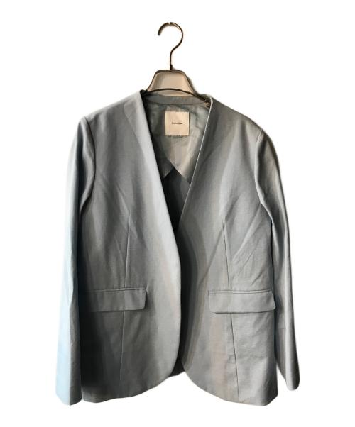 Spick and Span（スピック＆スパン）Spick and Span (スピックアンドスパン) リネンライクノーカラージャケット ブルー サイズ:38の古着・服飾アイテム