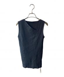 Mila Owen（ミラオーウェン）の古着「シルク混アシメVニットプルオーバー」｜グレー