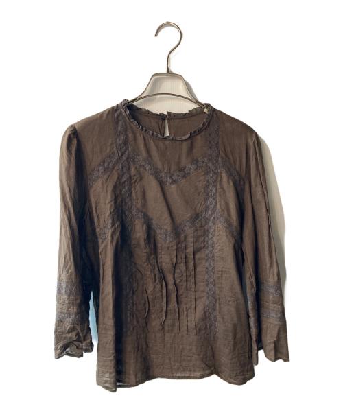 ne quittez pas（ヌキテパ）ne quittez pas (ヌキテパ) レースブラウス ブラウン サイズ:ｻｲｽﾞ表記無の古着・服飾アイテム