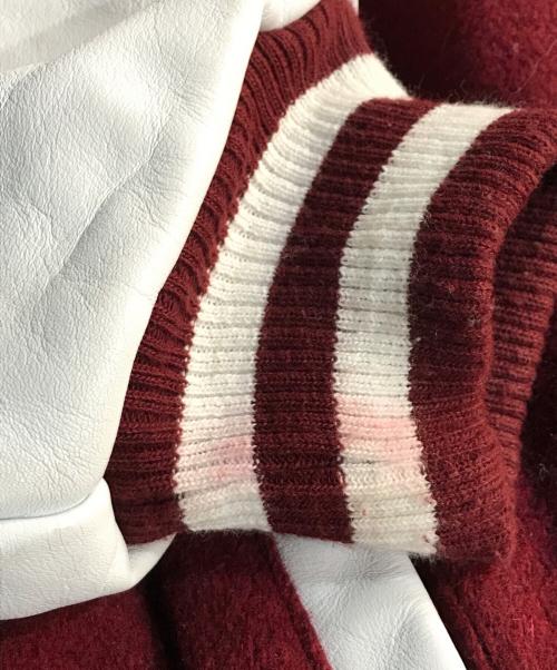 COOPER COLLEGIATE（ノートルダム大学）COOPER COLLEGIATE (ノートルダム大学) スタジャン ホワイト×レッド サイズ:Mの古着・服飾アイテム