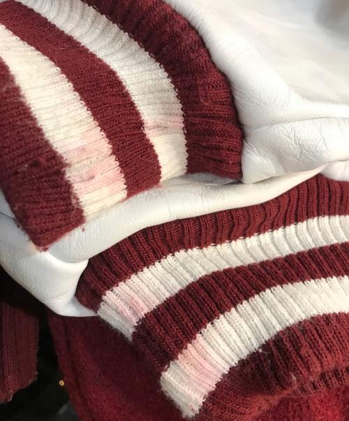 COOPER COLLEGIATE（ノートルダム大学）COOPER COLLEGIATE (ノートルダム大学) スタジャン ホワイト×レッド サイズ:Mの古着・服飾アイテム