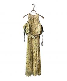 Snidel（スナイデル）の古着「2WAYボリュームスリーブプリントワンピ」｜ホワイト×イエロー