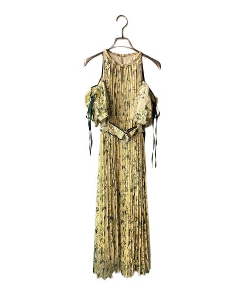 Snidel（スナイデル）Snidel (スナイデル) 2WAYボリュームスリーブプリントワンピ ホワイト×イエローの古着・服飾アイテム