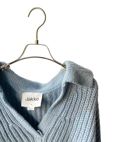 Jakke（ジャッキー）jakke (ジャッキー) スキッパーニット ブルー サイズ:Ｍの古着・服飾アイテム
