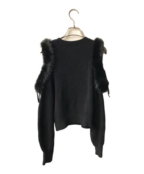 Snidel（スナイデル）Snidel (スナイデル) エコファースリーブニットプルオーバー ブラック サイズ:freeの古着・服飾アイテム