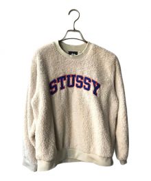 stussy（ステューシー）の古着「Teddy Fleece Spellout Sweatshirt」｜ベージュ