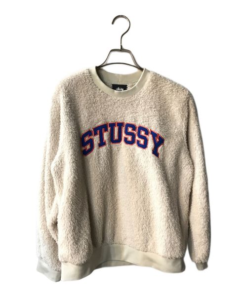 stussy（ステューシー）stussy (ステューシー) Teddy Fleece Spellout Sweatshirt ベージュ サイズ:Sの古着・服飾アイテム