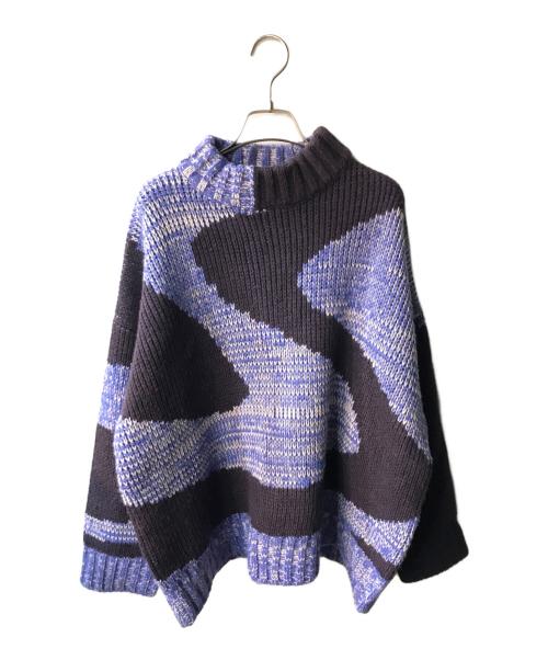 BonSai（ボンサイ）BONSAI (ボンサイ) WAVE ニット ネイビー×ブルー サイズ:Sの古着・服飾アイテム