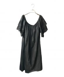 merlette（マーレット）の古着「コットンスカラップスリーブドレス」｜ブラック