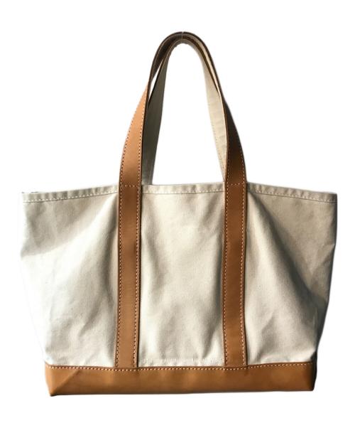 HERITAGE LEATHER（ヘリテイジレザー）HERITAGE LEATHER (ヘリテイジレザー) JOURNAL STANDARD (ジャーナル スタンダード) 別注 CANVAS LTH TOTE ベージュ×アイボリーの古着・服飾アイテム