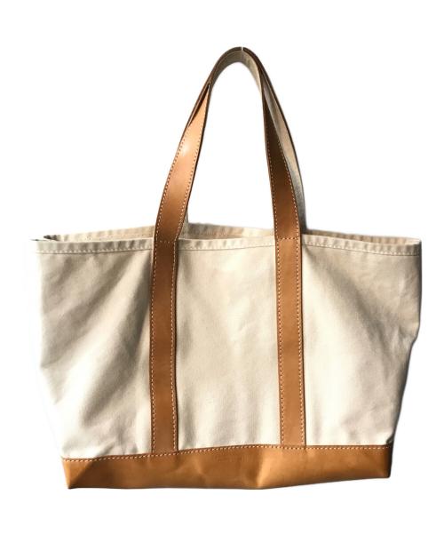 HERITAGE LEATHER（ヘリテイジレザー）HERITAGE LEATHER (ヘリテイジレザー) JOURNAL STANDARD (ジャーナル スタンダード) 別注 CANVAS LTH TOTE ベージュ×アイボリーの古着・服飾アイテム