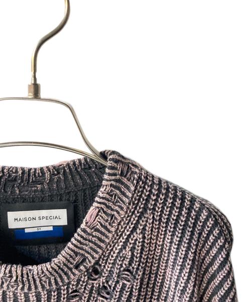MAISON SPECIAL（メゾンスペシャル）MAISON SPECIAL (メゾンスペシャル) Snow Wash Damaged Prime-Over Crew Neck Knit Pullover ピンク サイズ:1の古着・服飾アイテム