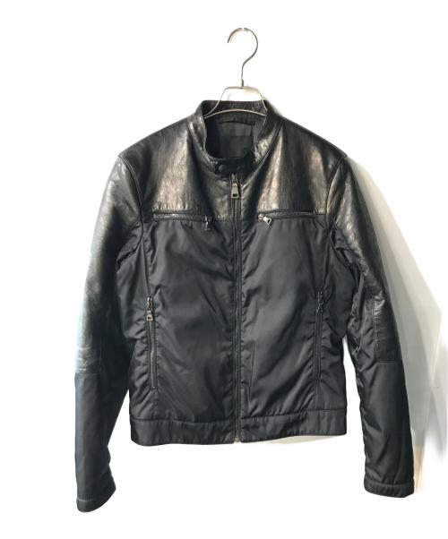 PRADA（プラダ）PRADA (プラダ) ナイロンレザー切替ジャケット ブラック サイズ:44の古着・服飾アイテム