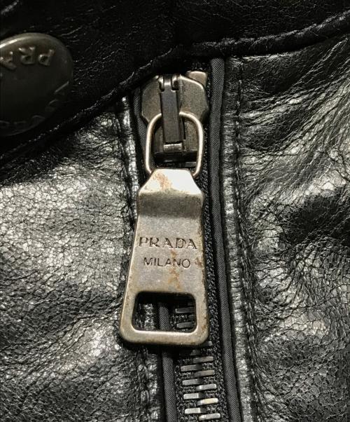 PRADA（プラダ）PRADA (プラダ) ナイロンレザー切替ジャケット ブラック サイズ:44の古着・服飾アイテム