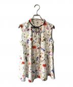 ANAYIアナイ）の古着「ボタニカルデシンプリントノースリ ブラウス」｜ホワイト