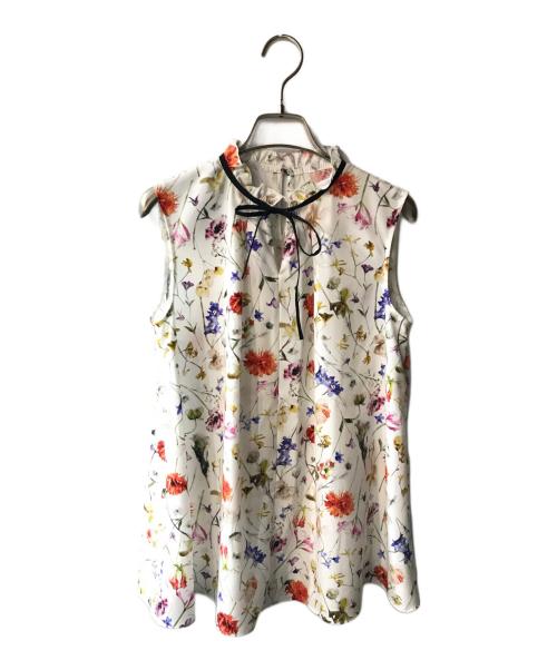 ANAYI（アナイ）ANAYI (アナイ) ボタニカルデシンプリントノースリ ブラウス ホワイト サイズ:Mの古着・服飾アイテム