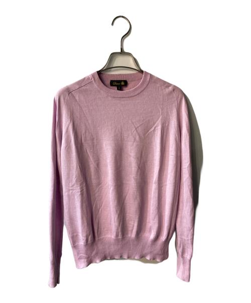 DRAWER（ドゥロワー）Drawer (ドゥロワー) 18Gコットンシルククルーネックニット ピンク サイズ:Sの古着・服飾アイテム