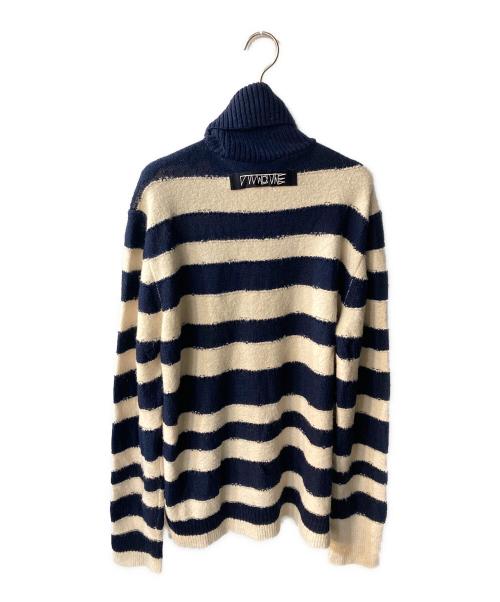 DIESEL（ディーゼル）DIESEL (ディーゼル) ハイネックニット ネイビー×ホワイト サイズ:Lの古着・服飾アイテム