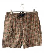 stussyステューシー）の古着「チェックハーフパンツ」｜ブラウン