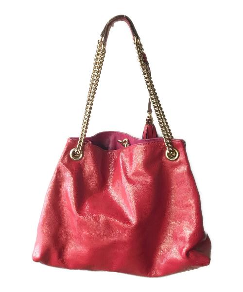 GUCCI（グッチ）GUCCI (グッチ) インターロッキングG パテントチェーンショルダーバッグ ピンクの古着・服飾アイテム
