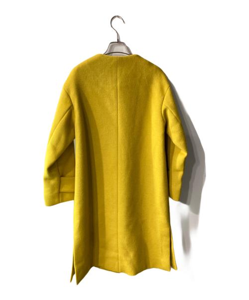 green label relaxing（グリーンレーベルリラクシング）green label relaxing (グリーンレーベルリラクシング) アンゴラビーバー スリット ノーカラー コート イエロー サイズ:Sの古着・服飾アイテム
