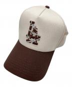 KOFLケーオーエフエル）の古着「KEEP OUT FAKE LOVE WORLD FAMOUS NY SNAPBACK CAP」｜アイボリー×ブラウン