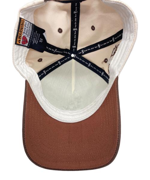 KOFL（ケーオーエフエル）KOFL (ケーオーエフエル) KEEP OUT FAKE LOVE WORLD FAMOUS NY SNAPBACK CAP アイボリー×ブラウンの古着・服飾アイテム