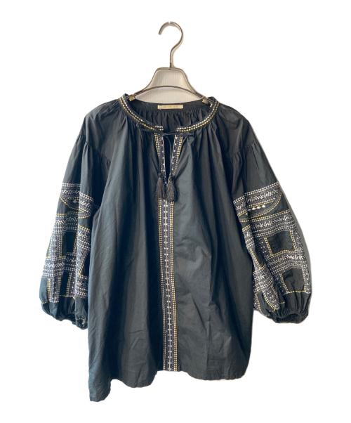 ne quittez pas（ヌキテパ）ne quittez pas (ヌキテパ) スキッパーエンブロイダリーブラウス ブラック サイズ:freeの古着・服飾アイテム