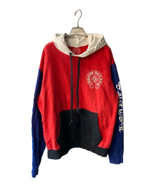 CHROME HEARTS（クロムハーツ）CHROME HEARTS (クロムハーツ) MATTY BOY (マッティー ボーイ) TRICO LORE LOGO HUUDIE レッド×ブルー サイズ:Mの古着・服飾アイテム
