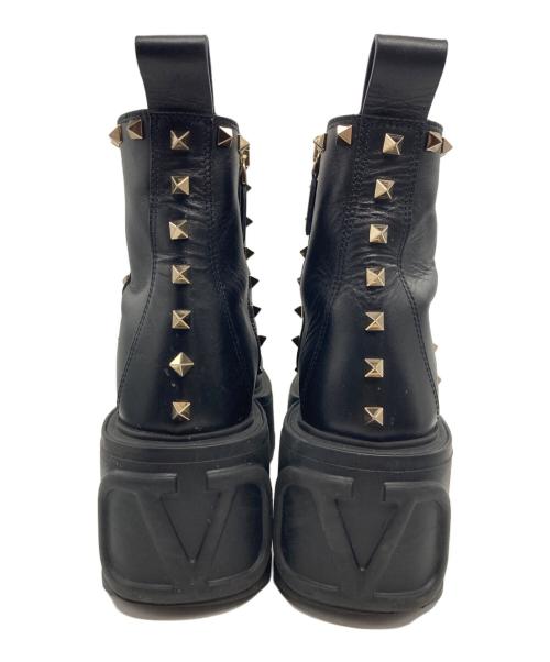 VALENTINO GARAVANI（ヴァレンティノ・ガラヴァーニ）VALENTINO GARAVANI (ヴァレンティノ・ガラヴァーニ) ユニークフォーム カーフスキン アンクルブーツ ブラック サイズ:36の古着・服飾アイテム
