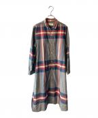 BEAMS BOYビームスボーイ）の古着「ビッグタータン ワンピース 23FW」｜グレー×ネイビー