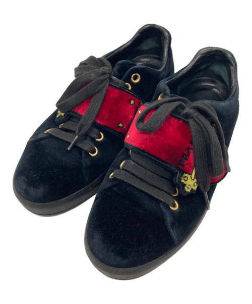 PRADA（プラダ）PRADA (プラダ) ベロアスニーカー ブラック サイズ:22.5cmの古着・服飾アイテム
