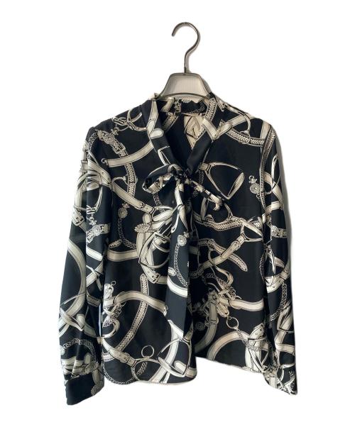 Pinky & Dianne（ピンキーアンドダイアン）Pinky & Dianne (ピンキーアンドダイアン) スカーフプリントボウタイブラウス ブラック サイズ:38の古着・服飾アイテム