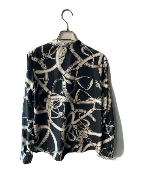 Pinky & Dianne（ピンキーアンドダイアン）Pinky & Dianne (ピンキーアンドダイアン) スカーフプリントボウタイブラウス ブラック サイズ:38の古着・服飾アイテム