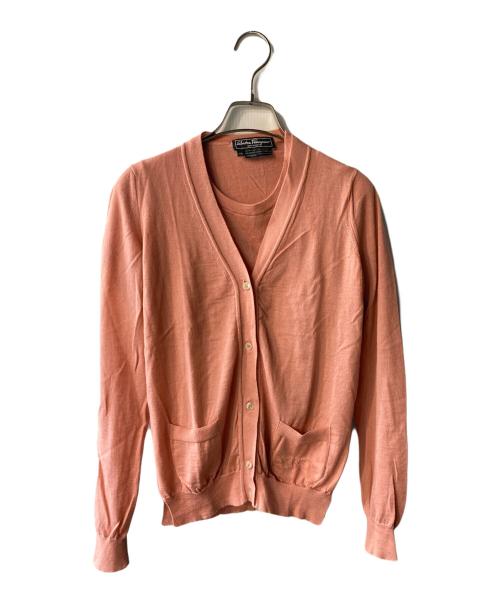 Salvatore Ferragamo（サルヴァトーレ フェラガモ）Salvatore Ferragamo (サルヴァトーレ フェラガモ) アンサンブルカシミヤカーディガン ピンク サイズ:XSの古着・服飾アイテム