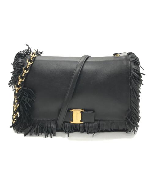 Salvatore Ferragamo（サルヴァトーレ フェラガモ）Salvatore Ferragamo (サルヴァトーレ フェラガモ) フリンジチェーンショルダーバッグ ブラックの古着・服飾アイテム