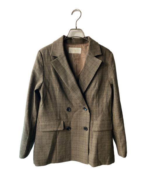PROPORTION BODY DRESSING（プロポーションボディドレッシング）PROPORTION BODY DRESSING (プロポーションボディドレッシング) チェックダブルジャケット ブラウン サイズ:Sの古着・服飾アイテム