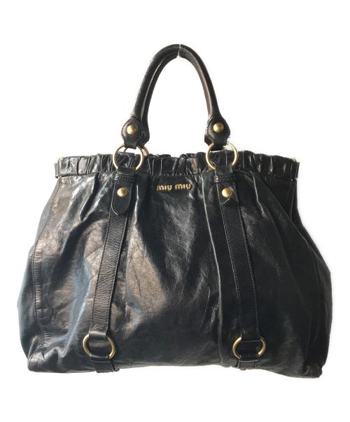 MIU MIU（ミュウミュウ）MIU MIU (ミュウミュウ) VITELLO LUX 2WAY BAG ブラックの古着・服飾アイテム
