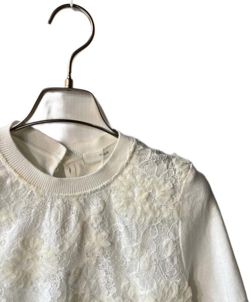Maglie le cassetto（マーリエ ル カセット）Maglie le cassetto (マーリエ ル カセット) 3D刺繍レースプルオーバー ホワイト サイズ:7 未使用品の古着・服飾アイテム