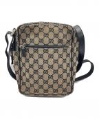 GUCCIグッチ）の古着「GGキャンバスショルダーバッグ」｜ブラック×ベージュ