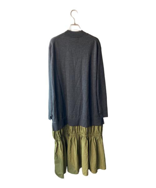 LANVIN（ランバン）LANVIN (ライバン) ギャザーヘムコンビニットワンピース グレー×カーキ サイズ:M 未使用品の古着・服飾アイテム