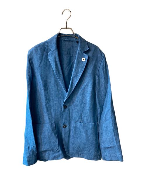 LARDINI（ラルディーニ）LARDINI (ラルディーニ) リネンソリッド2Bライトジャケット ブルー サイズ:Sの古着・服飾アイテム