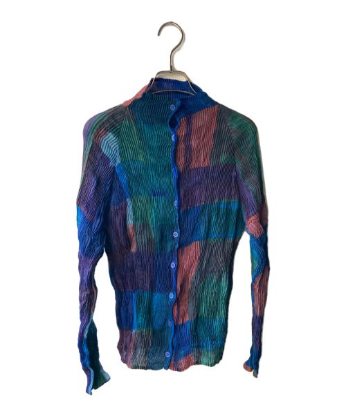 ISSEY MIYAKE（イッセイミヤケ）ISSEY MIYAKE (イッセイミヤケ) プリーツシャツ ブルー サイズ:2の古着・服飾アイテム