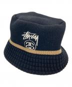 stussyステューシー）の古着「SS Link Knit Bucket Hat」｜ブラック