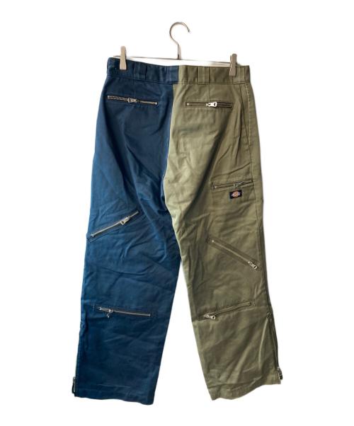 myne（マイン）myne (マイン) Dickies (ディッキーズ) Crazy zip bicolor pants ネイビー×カーキ サイズ:Lの古着・服飾アイテム