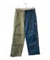 myne（マイン）の古着「Crazy zip bicolor pants」｜ネイビー×カーキ