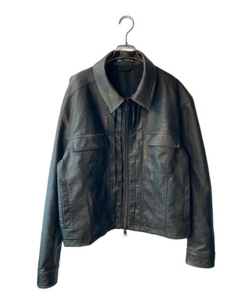 ZARA（ザラ）ZARA (ザラ) グラデーション フェイクレザー ジャケット ブラック サイズ:Sの古着・服飾アイテム