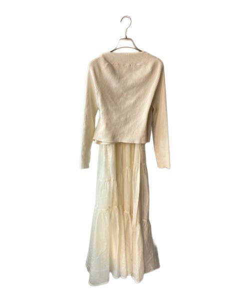 FRAY ID（フレイ アイディー）FRAY ID (フレイ アイディー) ニットドッキングカシュクールワンピース アイボリー サイズ:Sの古着・服飾アイテム